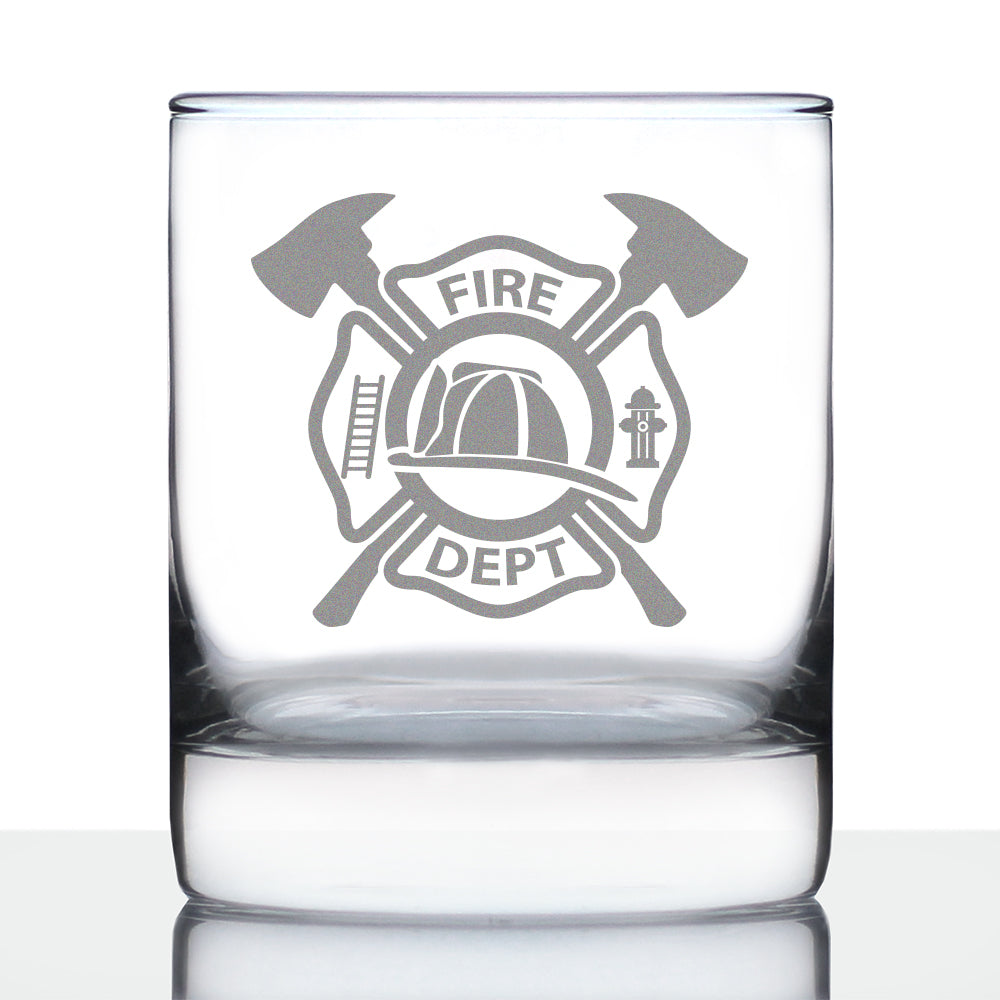 Firefighter Symbol Engraved 10 oz Rocks or Old Fashioned Glass, Unique Gifts for Firefighters, Firemen &amp; Firewomen