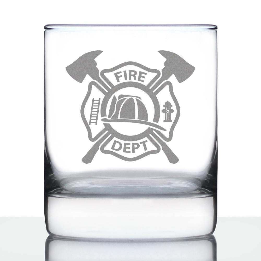 Firefighter Symbol Engraved 10 oz Rocks or Old Fashioned Glass, Unique Gifts for Firefighters, Firemen & Firewomen
