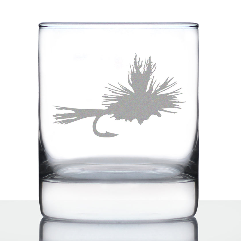 Fly Fishing Whiskey Rocks Glass - Unique Flyfishing Themed Gifts for Fishermen - 10.25 Oz Glasses