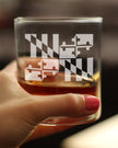 Maryland Flag Whiskey Rocks Glass - State Themed Drinking Decor and Gifts for Marylander Women & Men - 10.25 Oz Whisky Tumbler Glasses