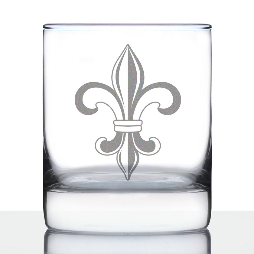 Fleur de Lis Rocks Glass - French Fleur de Lis Decor and Gifts - 10.25 Oz Glasses
