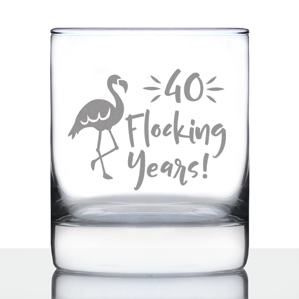 40 Flocking Years - 10 Ounce Rocks Glass