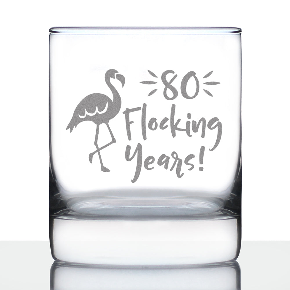 80 Flocking Years - 10 Ounce Rocks Glass
