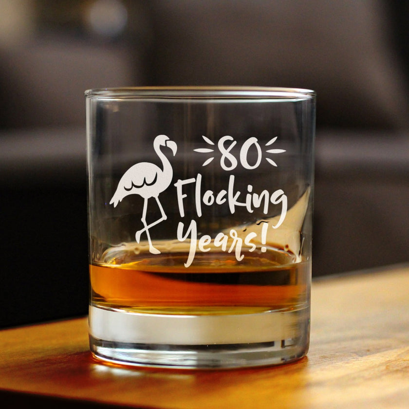 80 Flocking Years - 10 Ounce Rocks Glass