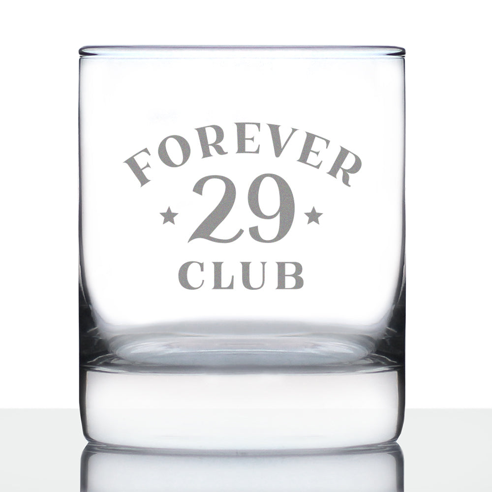 Forever 29 Club - Whiskey Rocks Glass 30th Birthday Gifts for Men &amp; Women Turning 30 - Fun Retro Bday Whisky Drinking Tumbler - 10.25 Oz