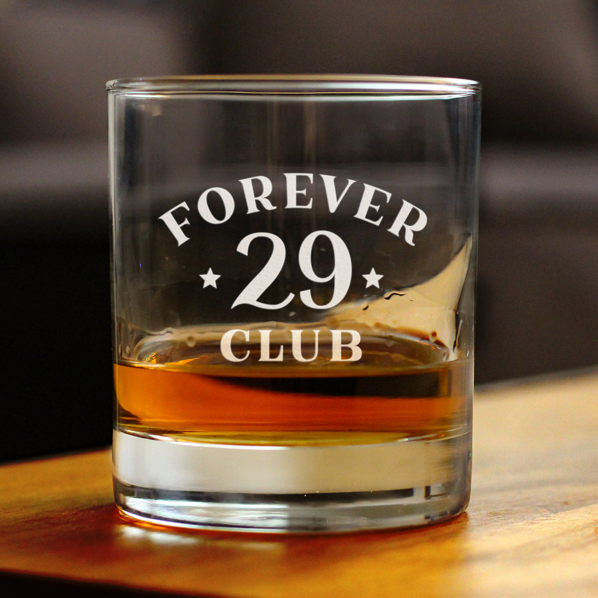 Forever 29 Club - Whiskey Rocks Glass 30th Birthday Gifts for Men & Women Turning 30 - Fun Retro Bday Whisky Drinking Tumbler - 10.25 Oz