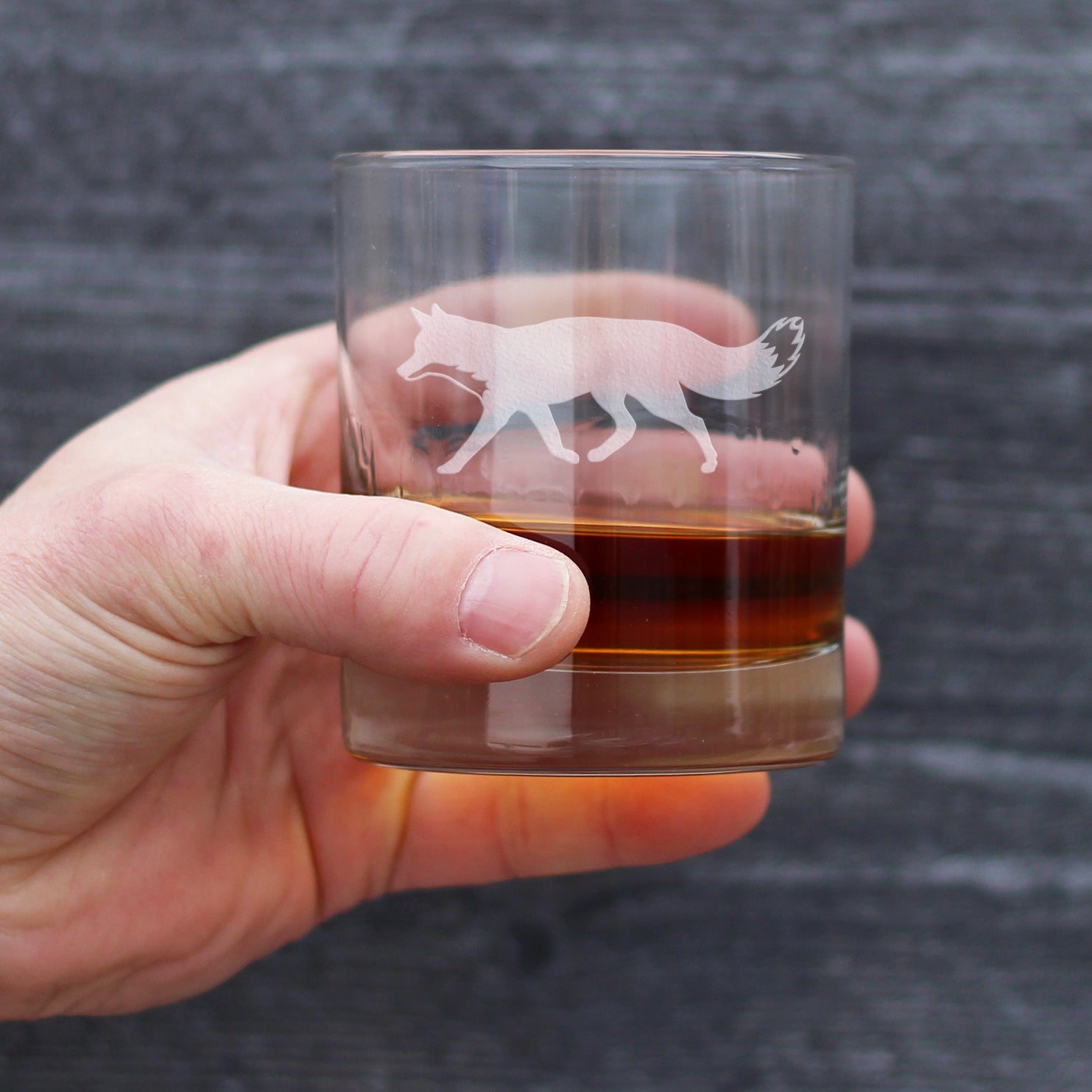 Fox Silhouette Rocks Glass - Cabin Themed Fox Gifts or Rustic Fox Decor for Women and Men - 10.25 Oz Glasses
