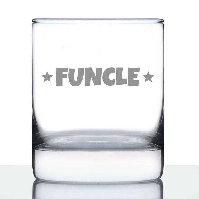 Funcle Whiskey Rocks Glass - Funny Gifts For The Best Uncle - 10.25 Oz Glasses
