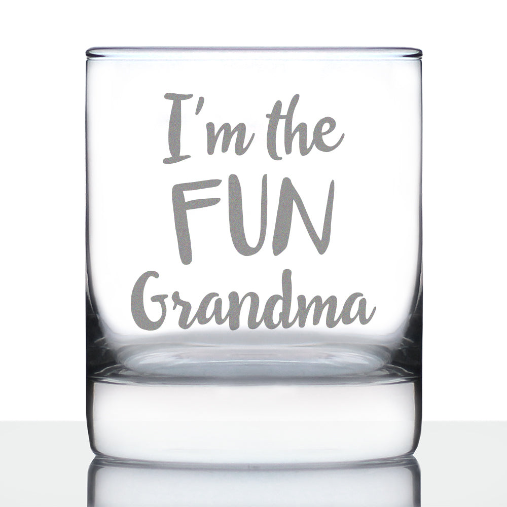 Fun Grandma Whiskey Rocks Glass - Cute Grandparents Themed Gifts or Party Decor for Women - 10.25 Oz