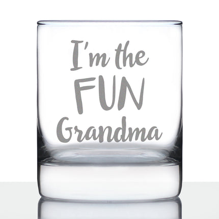 Fun Grandma Whiskey Rocks Glass - Cute Grandparents Themed Gifts or Party Decor for Women - 10.25 Oz