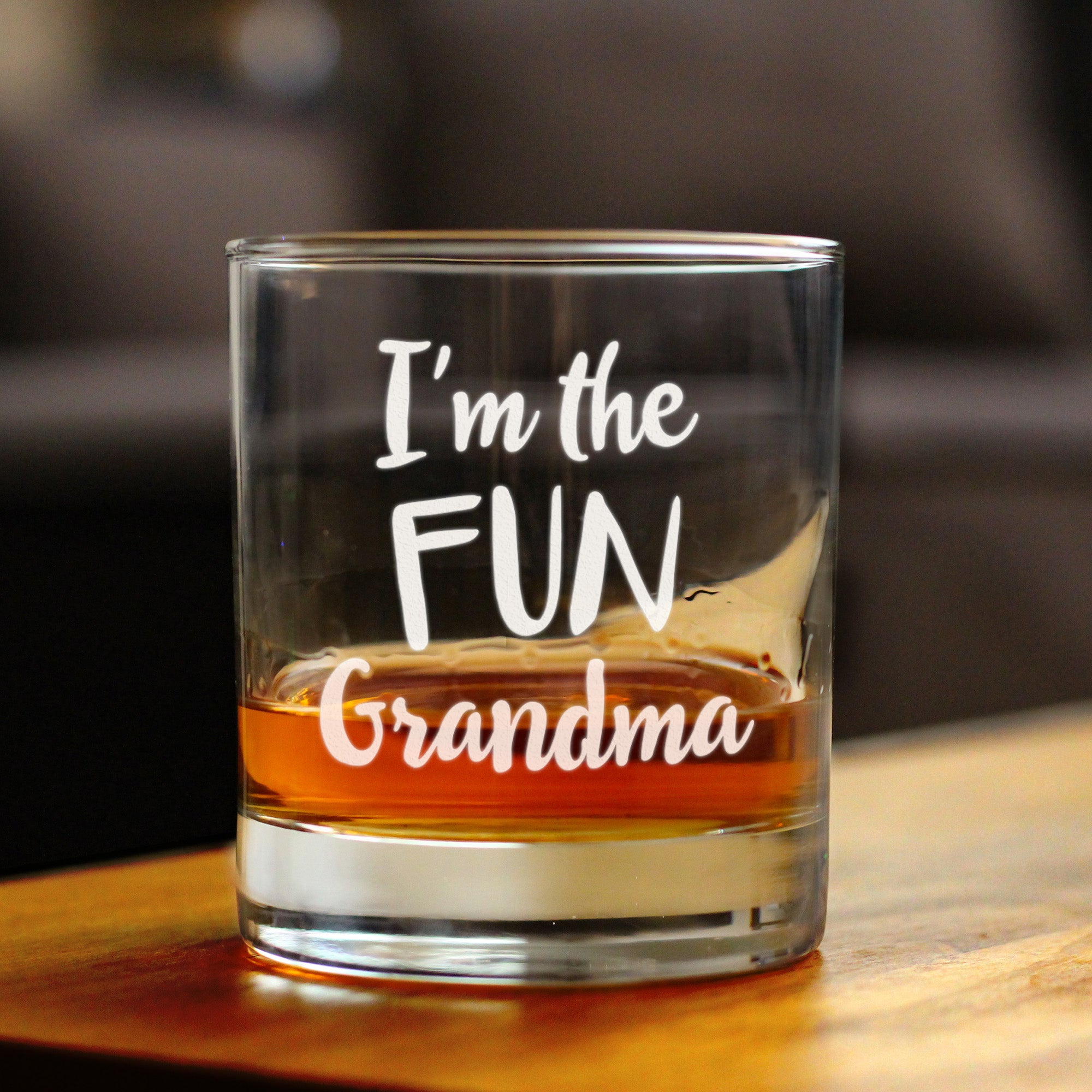 Fun Grandma Whiskey Rocks Glass - Cute Grandparents Themed Gifts or Party Decor for Women - 10.25 Oz