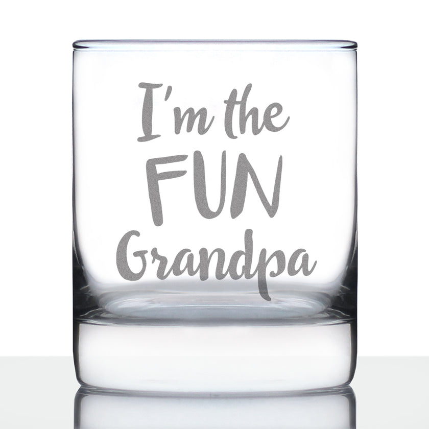 Fun Grandpa - Whiskey Rocks Glass - Fun Gift for Grandfathers - Cute Engraved Glasses for Grandparents - 10.25 oz