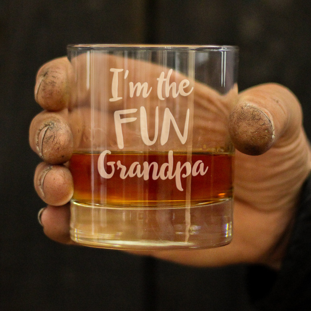 Fun Grandpa - Whiskey Rocks Glass - Fun Gift for Grandfathers - Cute Engraved Glasses for Grandparents - 10.25 oz