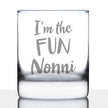 I'm the Fun Nonni 10 oz Rocks Glass or Old Fashioned Glass - Reveal Gift for New Grandmothers, Mother's Day or Birthday Gift for Nonni