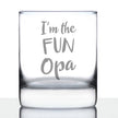I'm the Fun Opa 10 oz Rocks Glass or Old Fashioned Glass, Etched Sayings, Father's Day Gift, Fun Gift for Grandpa