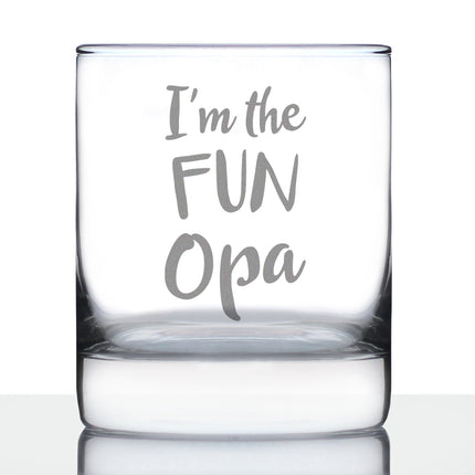 I'm the Fun Opa 10 oz Rocks Glass or Old Fashioned Glass, Etched Sayings, Father's Day Gift, Fun Gift for Grandpa