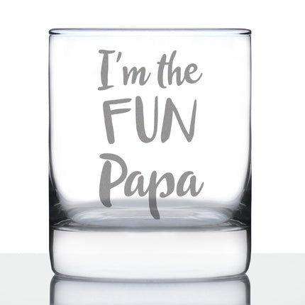 I'm the Fun Papa 10 oz Rocks Glass or Old Fashioned Glass, Etched Sayings, Father's Day Gift for Grandpa
