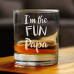 I'm the Fun Papa 10 oz Rocks Glass or Old Fashioned Glass, Etched Sayings, Father's Day Gift for Grandpa