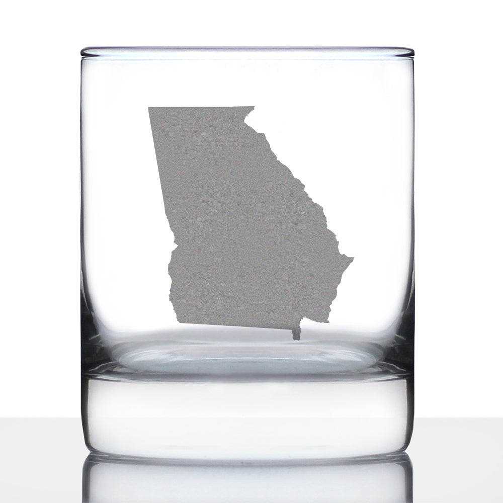 Georgia State Outline Whiskey Rocks Glass - State Themed Drinking Decor and Gifts for Georgian Women &amp; Men - 10.25 Oz Whisky Tumbler Glasses