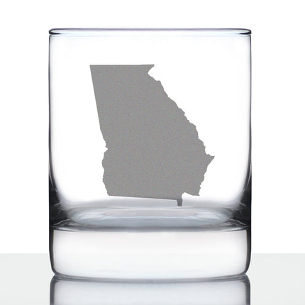 Georgia State Outline Whiskey Rocks Glass - State Themed Drinking Decor and Gifts for Georgian Women & Men - 10.25 Oz Whisky Tumbler Glasses