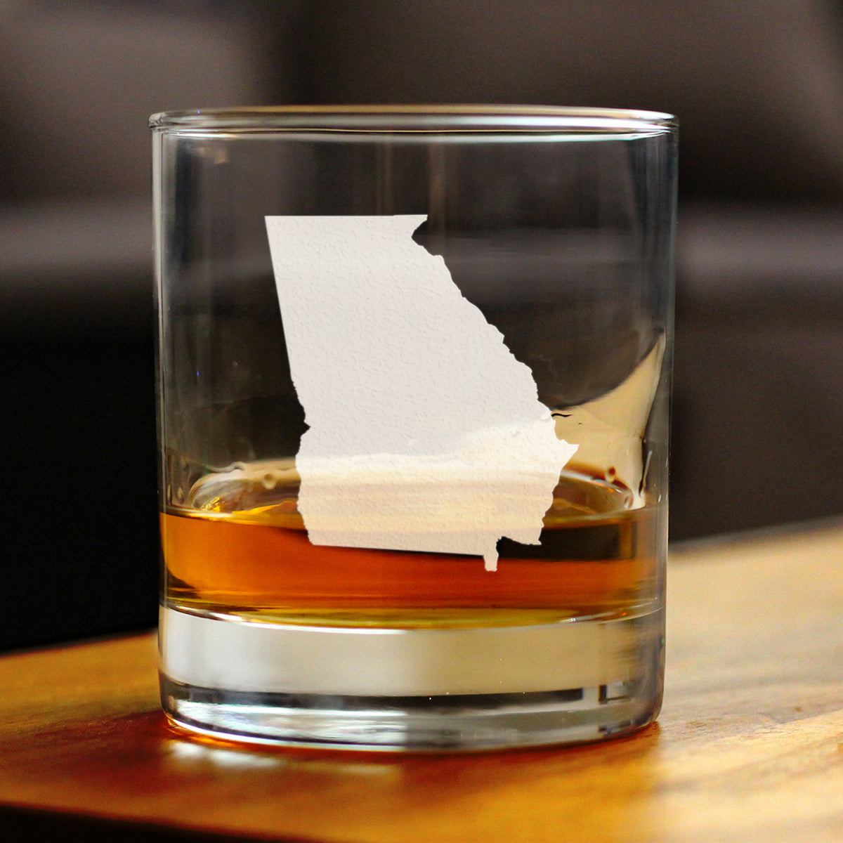 Georgia State Outline Whiskey Rocks Glass - State Themed Drinking Decor and Gifts for Georgian Women &amp; Men - 10.25 Oz Whisky Tumbler Glasses