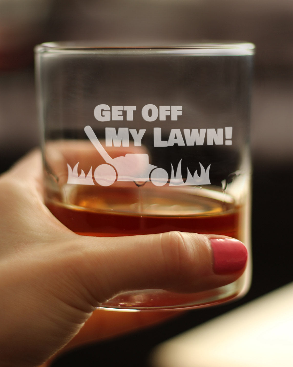 Get Off My Lawn - Whiskey Rocks Glass - Funny Birthday Gifts for Women and Men Over the Hill - 10.25 oz