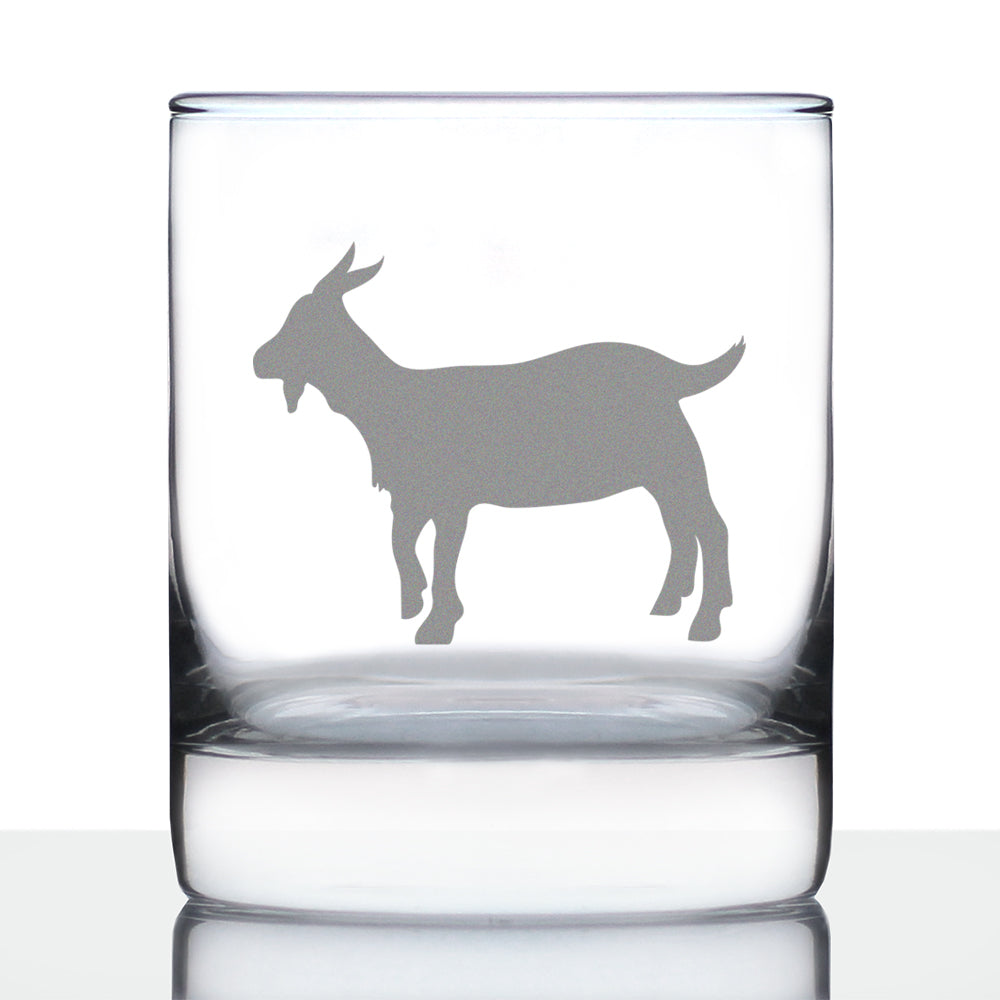 Goat Whiskey Rocks Glass - Cute Funny Farm Animal Themed Decor and Gifts for Goat Lovers - 10.25 Oz