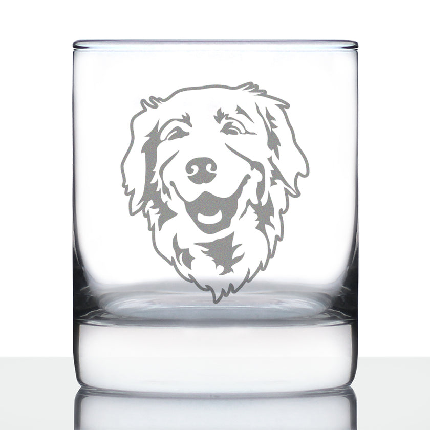 NEW Golden Retriever Happy Face - 10 Ounce Rocks Glass