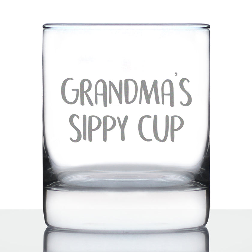Grandma's Sippy Cup - Unique Whiskey Rocks Glass for Grandmothers - Cute Grandparents Themed Gifts - 10.25 Oz