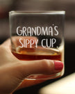 Grandma's Sippy Cup - Unique Whiskey Rocks Glass for Grandmothers - Cute Grandparents Themed Gifts - 10.25 Oz