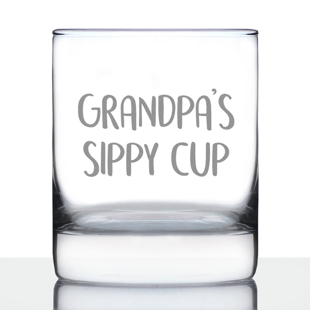 Grandpa's Sippy Cup - Unique Whiskey Rocks Glass for Grandfathers - Cute Grandparents Themed Gifts - 10.25 Oz