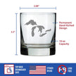 Great Lakes Map Whiskey Rocks Glass Gift for Men & Women - 10.25 oz Glassware - Unique Engraved Barware Decor