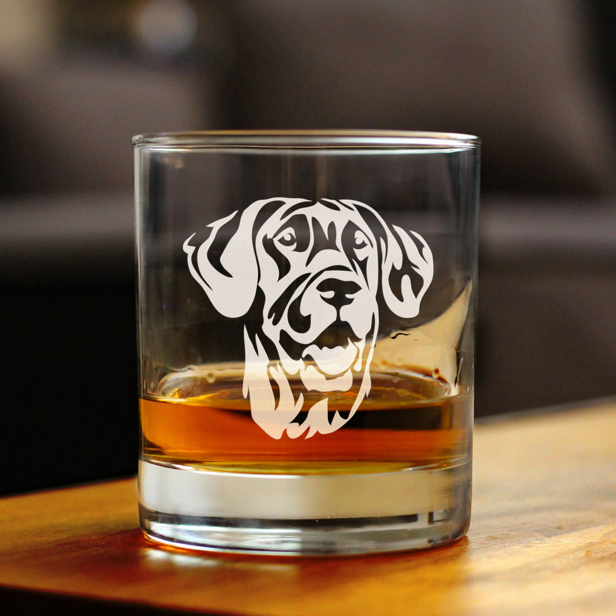 Great Dane Face Whiskey Rocks Glass - Unique Dog Themed Decor and Gifts for Moms &amp; Dads of Great Danes - 10.25 Oz