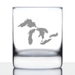 Great Lakes Map Whiskey Rocks Glass Gift for Men & Women - 10.25 oz Glassware - Unique Engraved Barware Decor