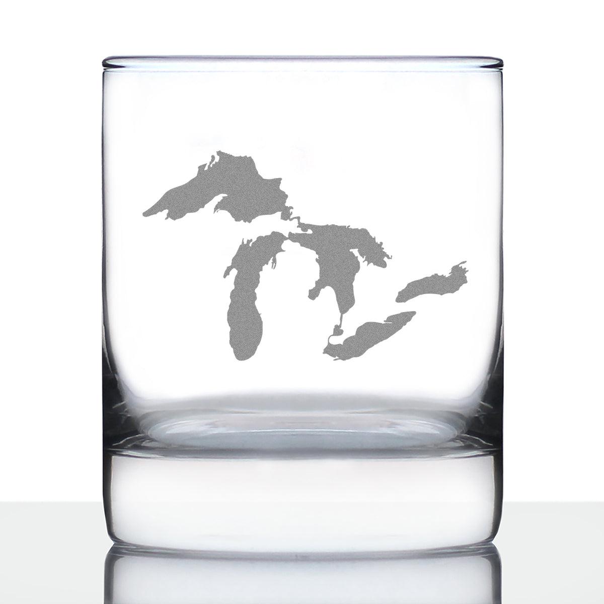 Great Lakes Map Whiskey Rocks Glass Gift for Men &amp; Women - 10.25 oz Glassware - Unique Engraved Barware Decor