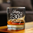 Happy 30th Birthday - Whiskey Rocks Glass Gifts for Men & Women Turning 30 - Fun Retro Bday Whisky Drinking Tumbler