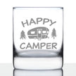 Happy Camper - Whiskey Rocks Glass - Fun RV Gifts for Men & Women Who Love Drinking Whisky & Camping Decor - 10.25 oz