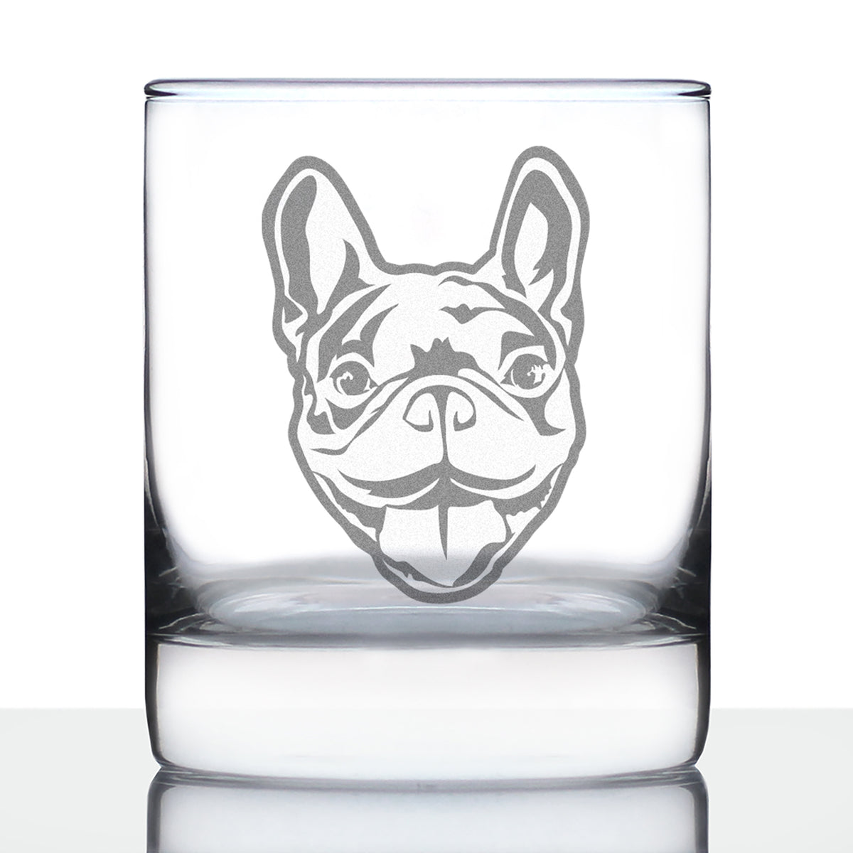 Happy Frenchie - Whiskey Rocks Glass - Unique French Bulldog Themed Gifts or Party Decor for Women and Men - 10.25 Oz