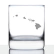 Hawaii State Outline Whiskey Rocks Glass - State Themed Drinking Decor and Gifts for Hawaiian Women & Men - 10.25 Oz Whisky Tumbler Glasses