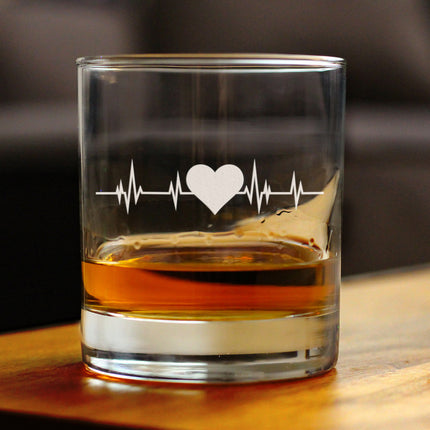 Heartbeat 10 oz Rocks Glass or Old Fashioned Glass, Etched Sayings, Gift for Coworkers, Doctor, EMT, or Nurse Friend