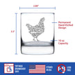 Hen - 10 oz Rocks Glass or Old Fashioned Glass - Cute Farmhouse Decor Gifts for Lovers of Hens and Whiskey