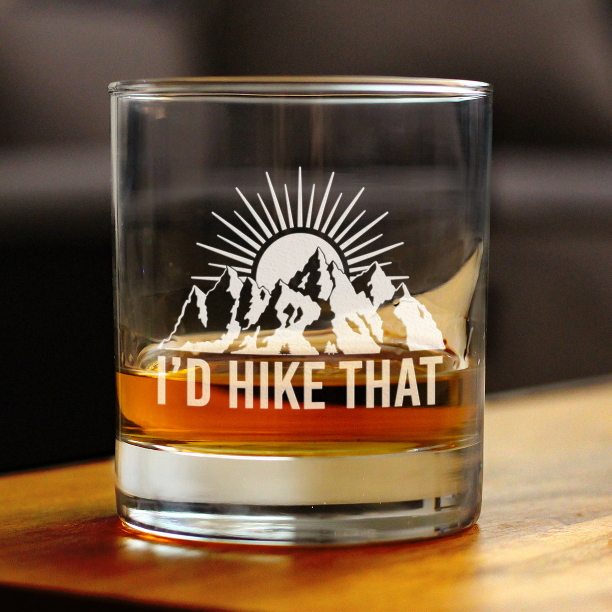I&#39;d Hike That - Whiskey Rocks Glass - Cool Hiking Themed Decor and Gifts for Mountain Lovers - 10.25 Oz Glasses