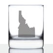 Idaho State Outline Whiskey Rocks Glass - State Themed Drinking Decor and Gifts for Idahoan Women & Men - 10.25 Oz Whisky Tumbler Glasses