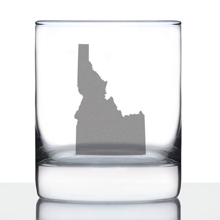 Idaho State Outline Whiskey Rocks Glass - State Themed Drinking Decor and Gifts for Idahoan Women & Men - 10.25 Oz Whisky Tumbler Glasses