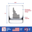 Idaho State Outline Whiskey Rocks Glass - State Themed Drinking Decor and Gifts for Idahoan Women & Men - 10.25 Oz Whisky Tumbler Glasses