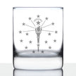 Indiana Flag Whiskey Rocks Glass - State Themed Drinking Decor and Gifts for Indianan Women & Men - 10.25 Oz Whisky Tumbler Glasses