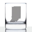Indiana State Outline Whiskey Rocks Glass - State Themed Drinking Decor and Gifts for Hoosier Women & Men - 10.25 Oz Whisky Tumbler Glasses
