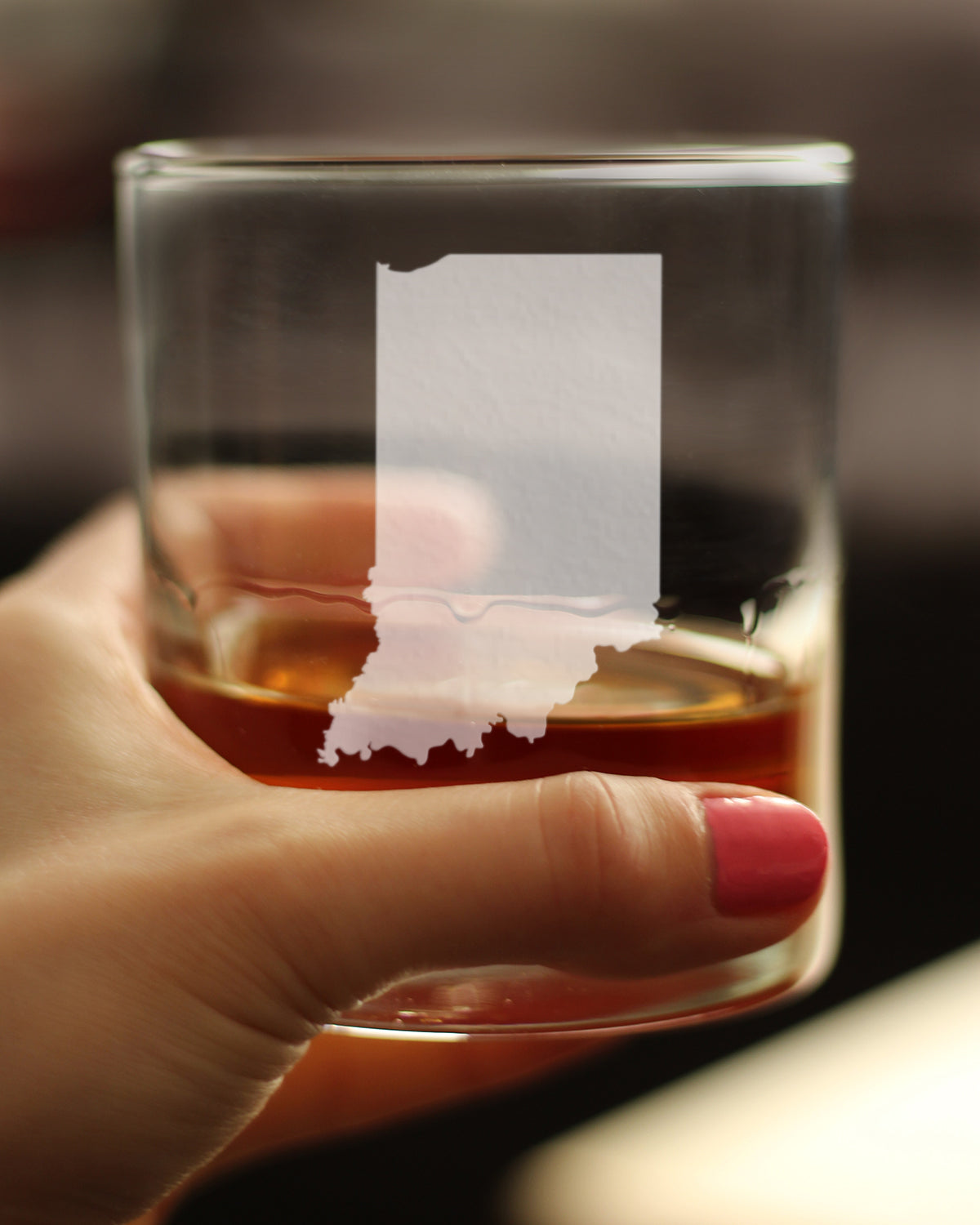 Indiana State Outline Whiskey Rocks Glass - State Themed Drinking Decor and Gifts for Hoosier Women &amp; Men - 10.25 Oz Whisky Tumbler Glasses