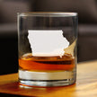Iowa State Outline Whiskey Rocks Glass - State Themed Drinking Decor and Gifts for Iowan Women & Men - 10.25 Oz Whisky Tumbler Glasses