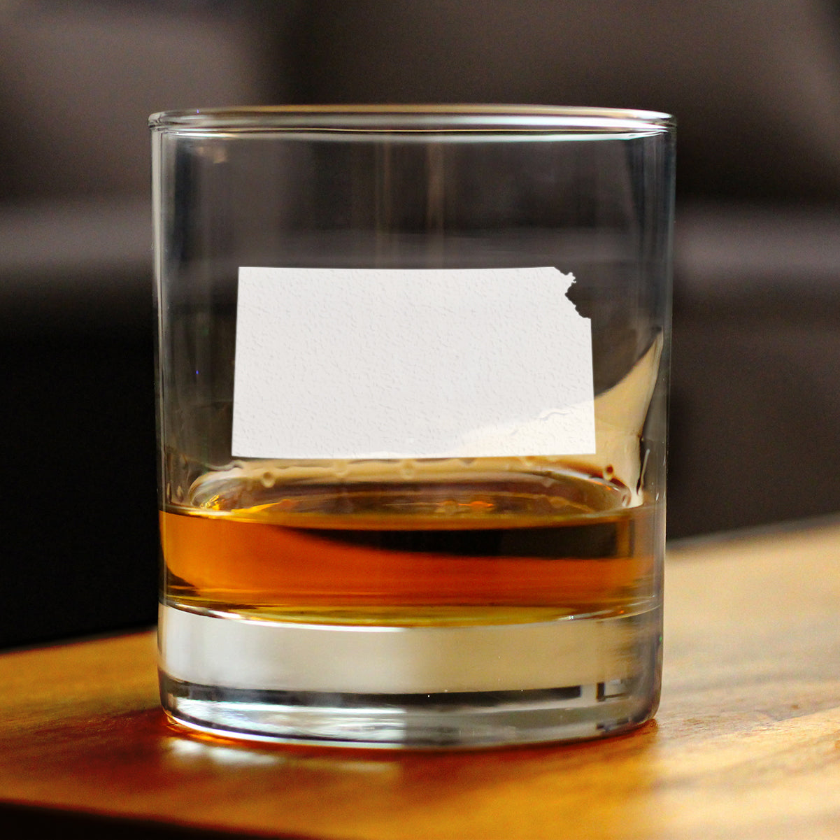 Kansas State Outline Whiskey Rocks Glass - State Themed Drinking Decor and Gifts for Kansan and Jayhawker Women & Men - 10.25 Oz Whisky Tumbler Glasses